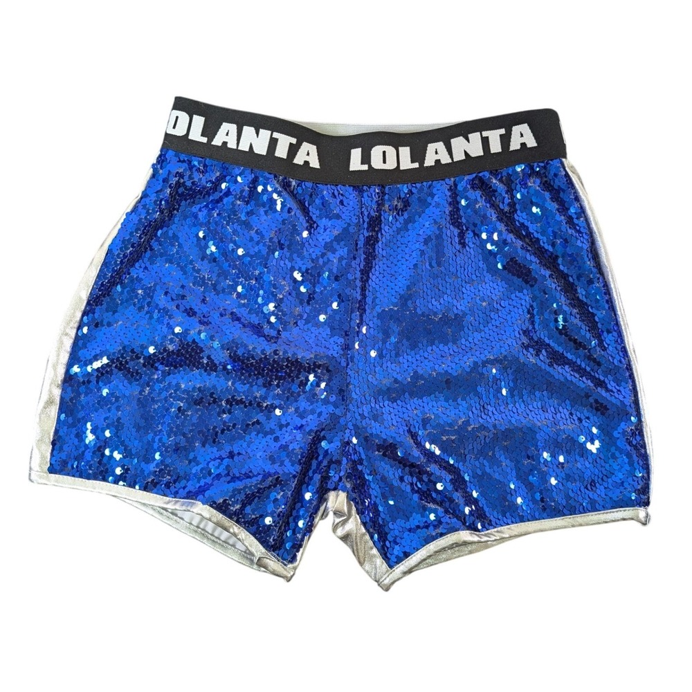 LOLANTA Size 170cm Blue & Silver Sparkly Sequin Shorts 1pc Hip Hop Dance Costume